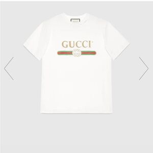 Gucci White Short Sleeve Tee with Iconic Logo